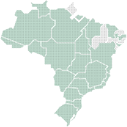 Mapa do Brasil com as cidades atendidas pelo projeto Be Generous