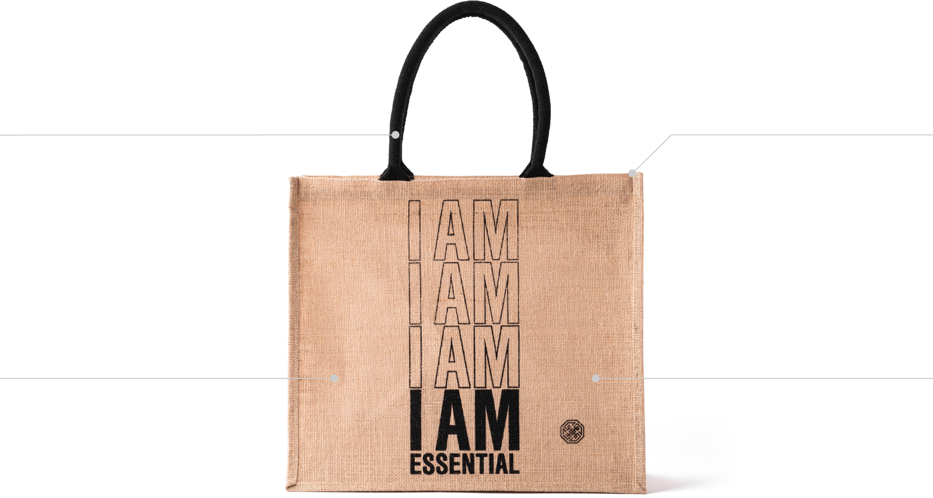 bolsa de juta bege da essential nutrition, com fibra têxtil vegetal e 36x40 de medida.