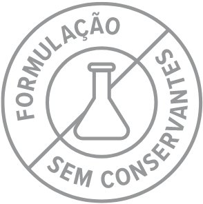 Logotipo da fórmula Sem Conservantes, que enfatiza ingredientes naturais e produtos sem conservantes.