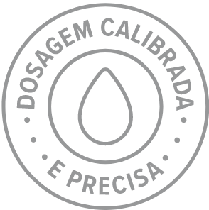 Logotipo da tecnologia inovadora projetada para dosagem precisa e calibrada, garantindo precisão no uso.